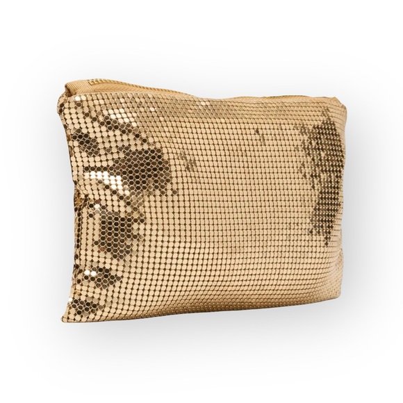 Vintage: Whiting Davis 𖣴 Metal Mesh Convertible Crossbody Clutch Bag 𖣴 Gold 𖣴 - Picture 2 of 16